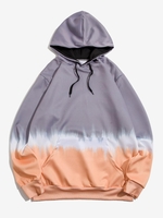 Kangaroo Pocket Dip Dye Print Hoodie S Light slate gray