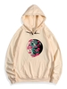 Kangaroo Pocket Dragon Print Fleece Graphic Hoodie 2xl Peach