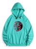 Kangaroo Pocket Dragon Print Fleece Graphic Hoodie S Medium turquoise
