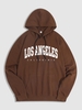 Kangaroo Pocket Los Angeles Print Essentials Hoodie L Deep coffee