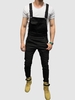 Kangaroo Pocket Solid Color Denim Jumpsuit M Black