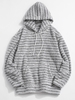 Kangaroo Pocket Striped Pattern Fluffy Hoodie 2xl