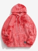 Kangaroo Pocket Tie Dye Faux Fur Fluffy Fleece Hoodie 2xl Rosso red
