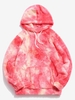 Kangaroo Pocket Tie Dye Pattern Faux Fur Fluffy Hoodie 2xl Light coral