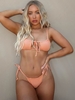 Kasey Rayton X ZAFUL Ribbed Frilled Cutout Drawstring String Bikini Swimwear L Light orange