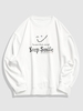 Keep Smile Graphic Drop Shoulder Sweatshirt 2xl White