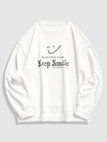 Keep Smile Graphic Drop Shoulder Sweatshirt 3xl White