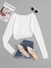 Keyhole Cutout Jersey Crop Pully Top M White