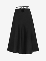 Keyhole Midriff Flossing Midi Skirt L Black