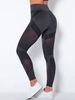 Knit Absorb Sweat Patchwork Yoga Leggings L Dark gray