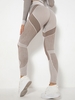 Knit Absorb Sweat Patchwork Yoga Leggings L Deep coffee
