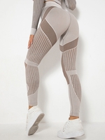 Knit Absorb Sweat Patchwork Yoga Leggings L Deep coffee