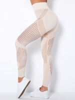 Knit Absorb Sweat Patchwork Yoga Leggings L Light coffee