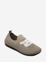 Knit Detail Cartoon and Letter Print Slip-on Shoes