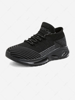 Knit Detail Lace Up Breathable Casual Shoes