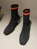 Knit Letter Graphic Chunky Heel Boots