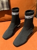 Knit Letter Graphic Chunky Heel Boots