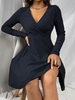 Knit Long Sleeve Skater Dress S Deep blue