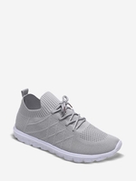 Knit Perforated Lace Up Running Shoes