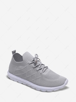 Knit Perforated Lace Up Running Shoes