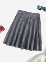 Knit Pintuck Frilled A Line Skirt Light slate gray