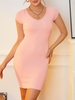Knit Slinky Bodycon Mini Dress S Light pink