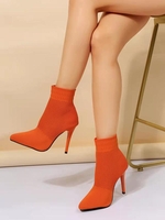 Knit Solid Color Stiletto Heel Boots