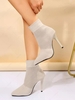 Knit Solid Color Stiletto Heel Boots