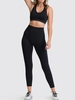Knit Tank Top and Seamless Yoga Sport Leggings Set L Black