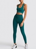 Knit Tank Top and Seamless Yoga Sport Leggings Set L Deep green