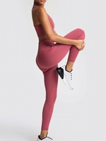Knit Tank Top and Seamless Yoga Sport Leggings Set L Light pink