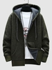 Knitted Fleece-lined Hooded Sweater Jacket S Deep green