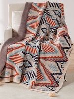 Knitted Geometric Tassel Blanket