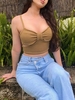 Knitted Knot Cutout Crop Camisole L Light coffee