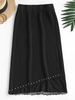 Knitted Lace Insert Faux Pearl Embellished Skirt Black