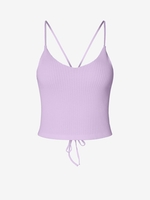 Knitted Lace Up Crop Camisole Light purple
