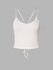 Knitted Lace Up Crop Camisole White