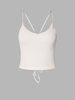 Knitted Lace Up Crop Camisole White