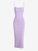 Knitted Lace Up Thigh Split Midi Dress S Light purple