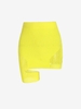 Knitted Openwork Mini Skirt with One Leg Ring L Yellow