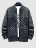 Knitted Quilted Spliced Zip Fly Jacket L Black