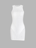 Knitted See Thru Bodycon Dress with Bandeau Bodysuit L White