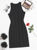 Knitted Slinky Bodycon Tank Dress S Black