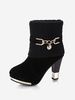 Knitted Spliced Metal Pendant Decor High Heel Boots