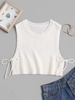 Knitted Tie Side Crop Tank Top M White