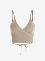 Knitted Tie Wrap Cami Top Light coffee