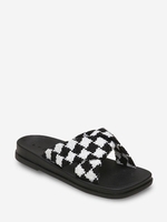 Knitting Plaid Cross Strap Flat Sandals