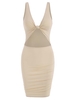 Knot Cutout Ruched Slinky Mini Dress L Light coffee