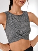 Knot Front Sleeveless Breathable Sport Tank Top M Gray