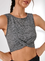 Knot Front Sleeveless Breathable Sport Tank Top S Gray